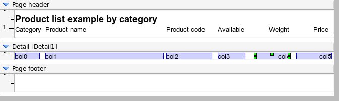 Product list example report in Designer