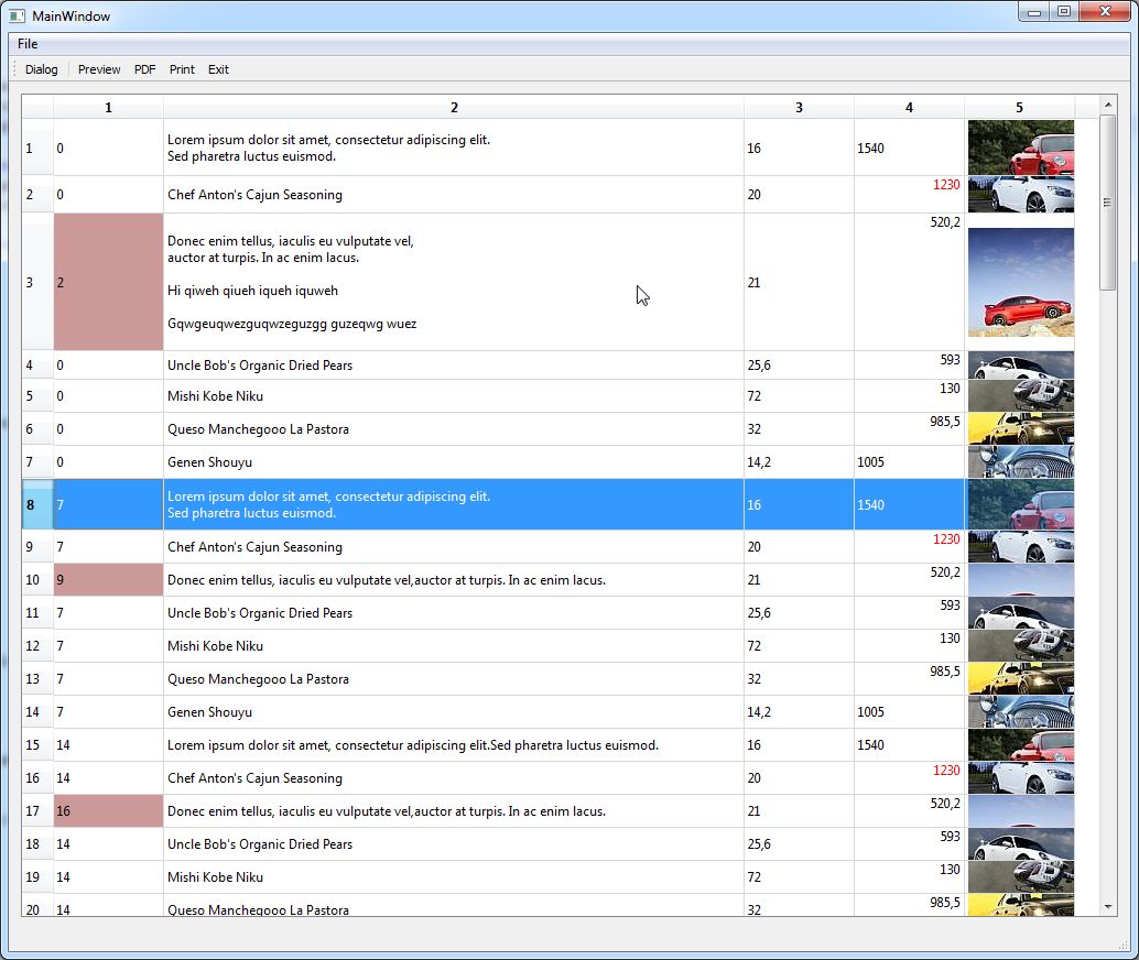 tableview widget