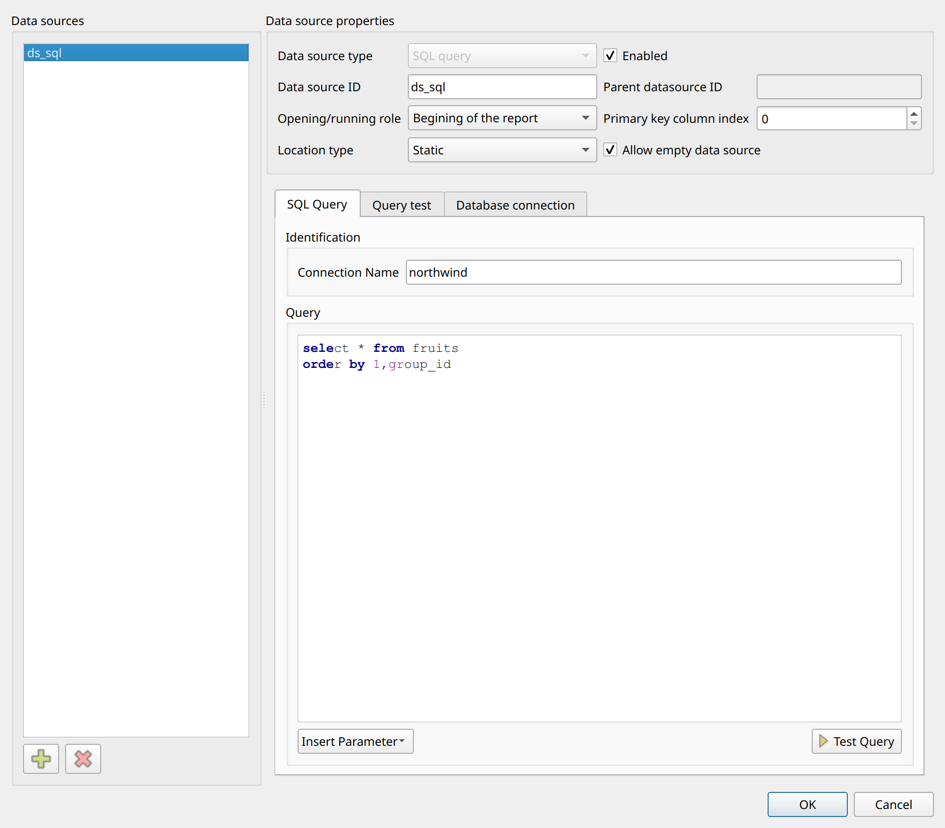 data source sql sql query