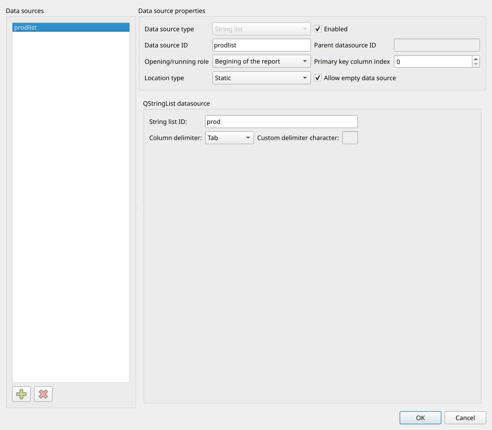 datasource dialog