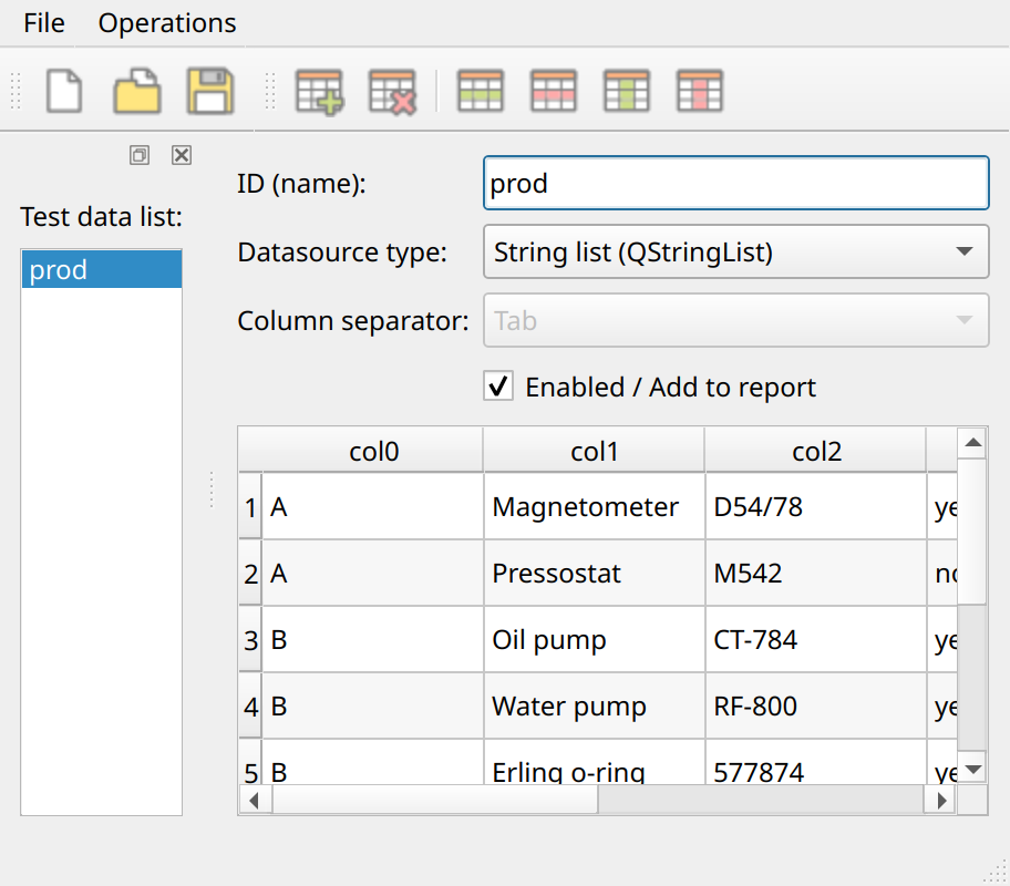 Test data editor